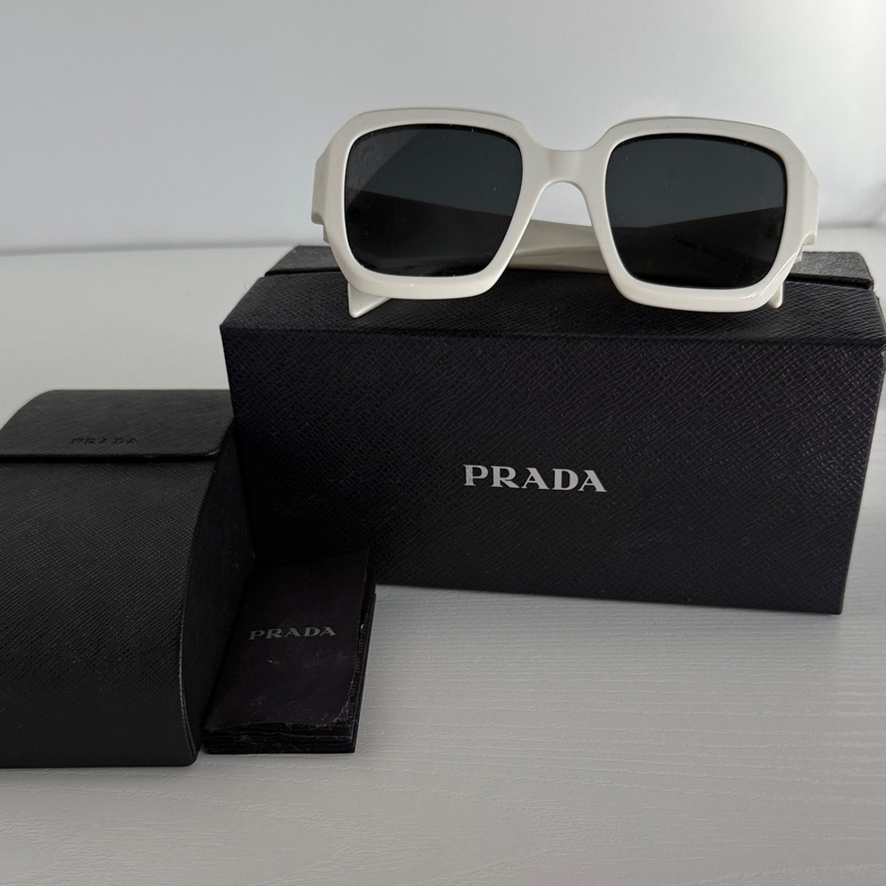 Prada Ivory Sunglasses with Black Lenses